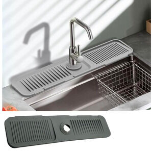 24-Inch Silicone Kitchen Sink Splash Guard and Draining Mat